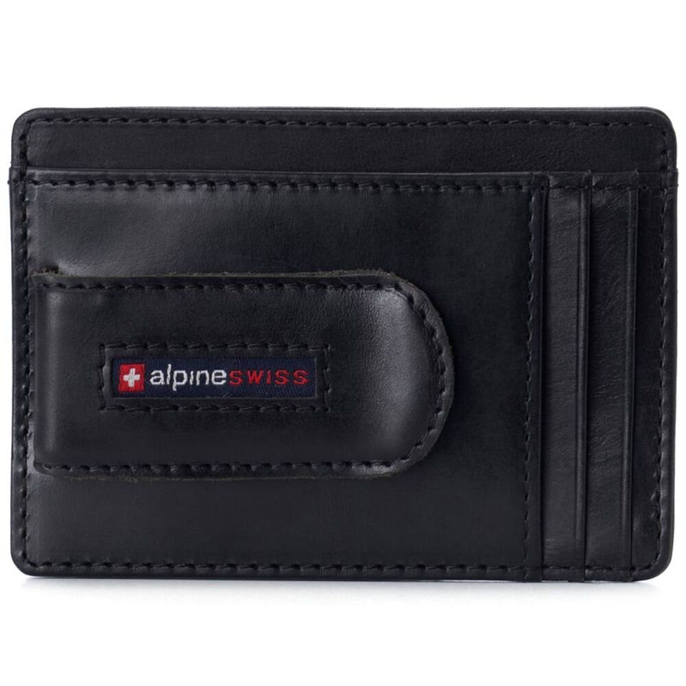 Alpine Swiss Mens RFID Safe Money Clip Wallet Minimalist ID Window Card Case FPW